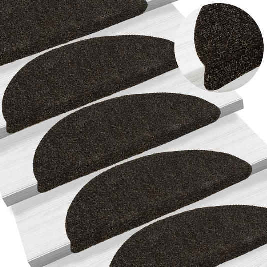 Stair Mat | Set of 5 | Dark brown | Needle-punched fabric (100% PP)