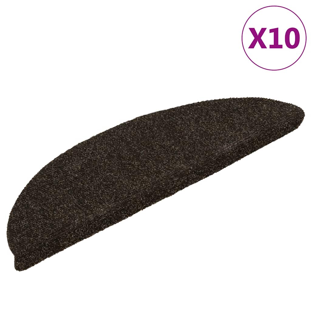 Stair Mats Self-adhesive 10 pcs 56x17x3 cm Dark Brown Half Round