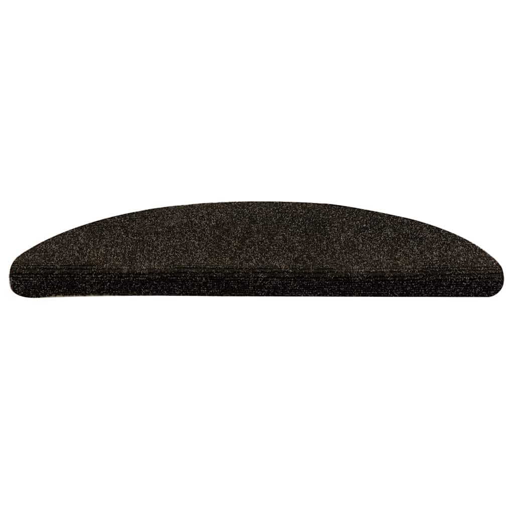 Stair Mats Self-adhesive 10 pcs 56x17x3 cm Dark Brown Half Round