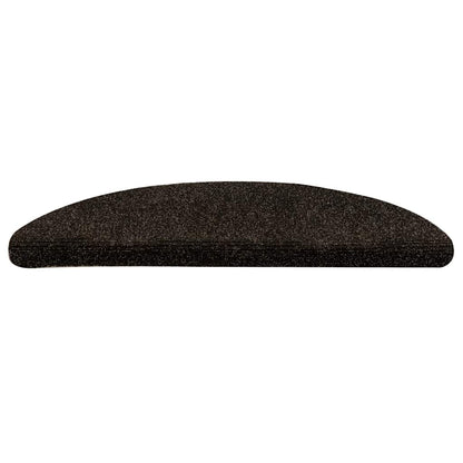 Stair Mats Self-adhesive 10 pcs 56x17x3 cm Dark Brown Half Round