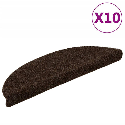 Stair Mats Self-adhesive 10 pcs 56x17x3 cm Brown Half Round