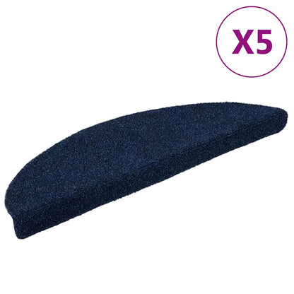 Stair Mats Self-adhesive 5 pcs 56x17x3 cm Navy Half Round