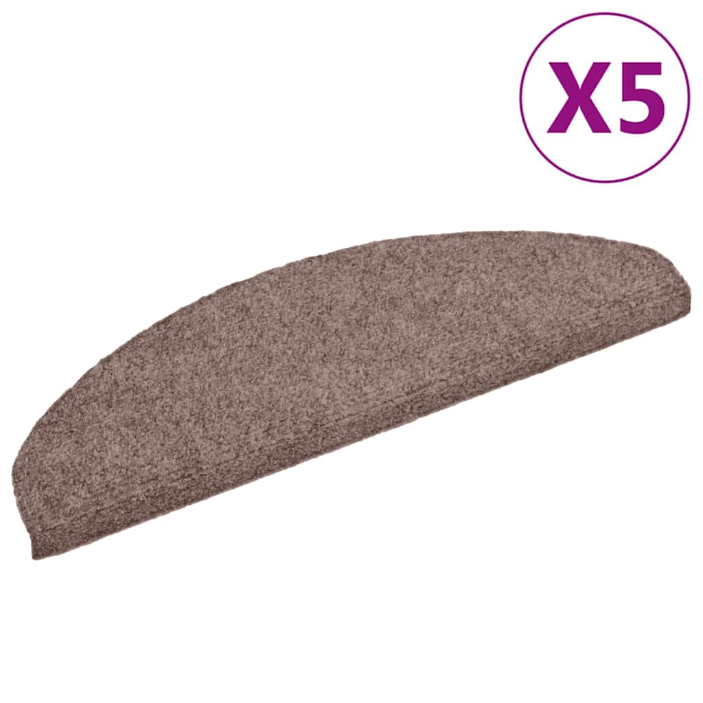 Stair Mats Self-adhesive 5 pcs 65x21x4 cm Light Brown Half Round Large