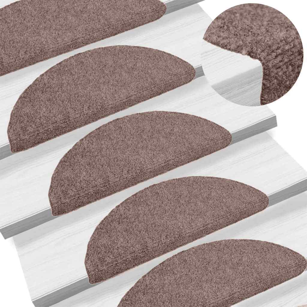 Stair Mats Self-adhesive 5 pcs 65x21x4 cm Light Brown Half Round Large