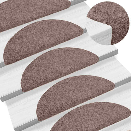 Stair Mats Self-adhesive 5 pcs 65x21x4 cm Light Brown Half Round Large