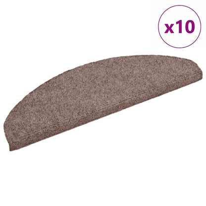 Stair Mats Self-adhesive 10 pcs 65x21x4 cm Light Brown Half Round Large
