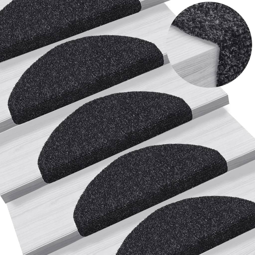 Stair Mats Self-adhesive 5 pcs 65x21x4 cm Black Half Round Large