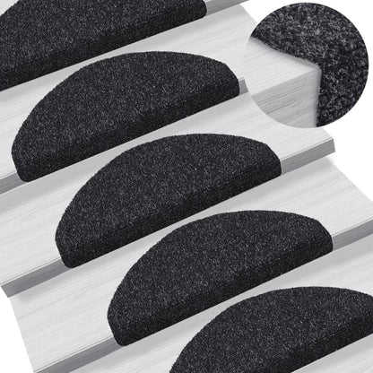 Stair Mats Self-adhesive 5 pcs 65x21x4 cm Black Half Round Large