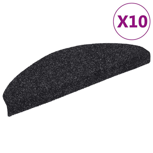 Stair Mat | Set of 10 | Black | Needle-punched fabric | 65cm x 21cm x 4cm
