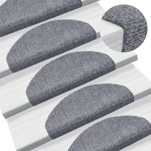 Stair Mat |  Set of 10 | Light grey | Needle-punched fabric