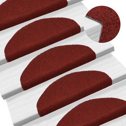 Stair Mats Self-adhesive 10 pcs 65x21x4 cm Bordeaux Red Half Round Large