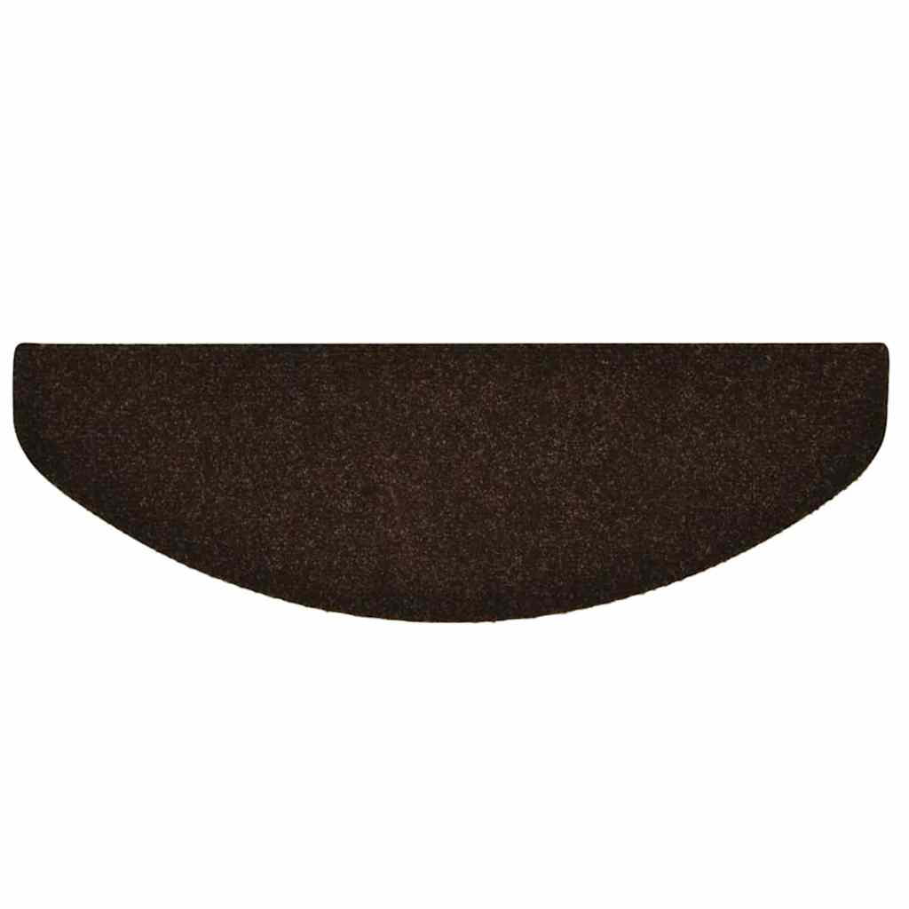 Stair Mats Self-adhesive 10 pcs 65x21x4 cm Brown Half Round Large