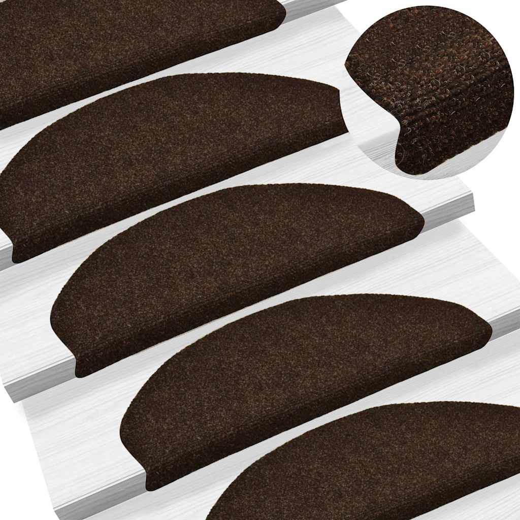 Stair Mats Self-adhesive 10 pcs 65x21x4 cm Brown Half Round Large