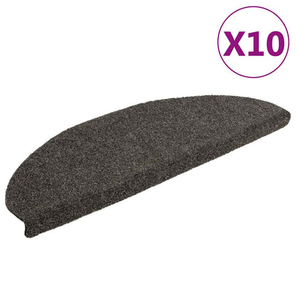 Stair Mats Self-adhesive 10 pcs 65x21x4 cm Anthracite Half Round Large