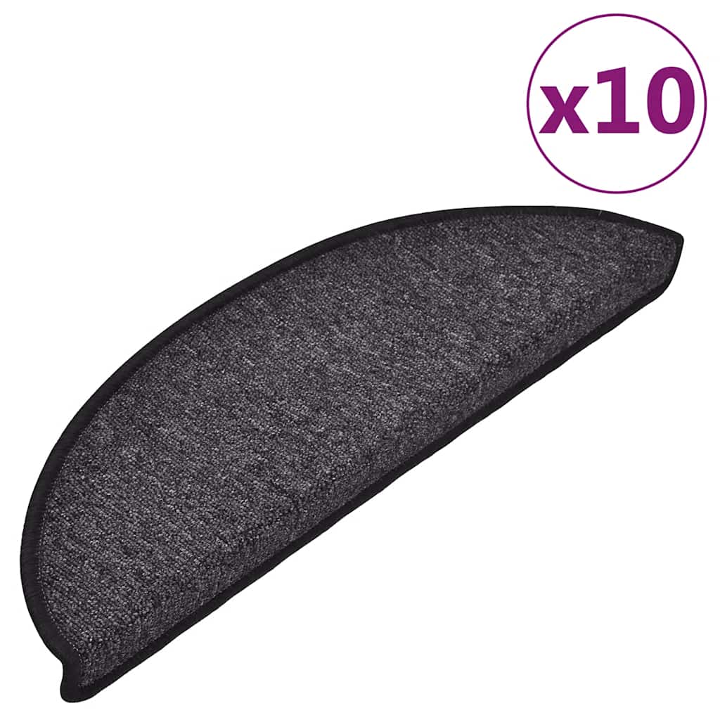 Stair Mats 10 pcs 56x17x3 cm Anthracite Half Round