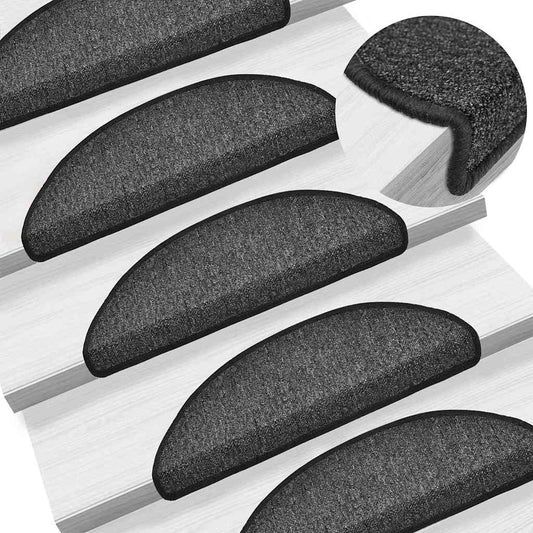 Stair mats 10 pcs 56 x 17 x 3 cm Non-Slip Anthracite