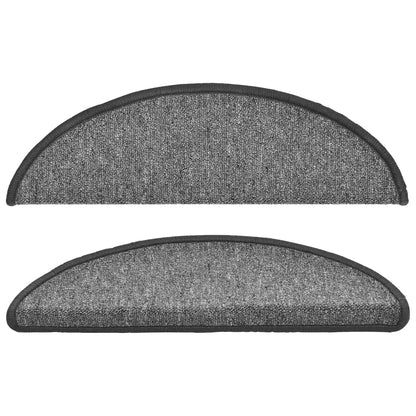 Stair Mats 10 pcs 56x17x3 cm Dark Grey Half Round