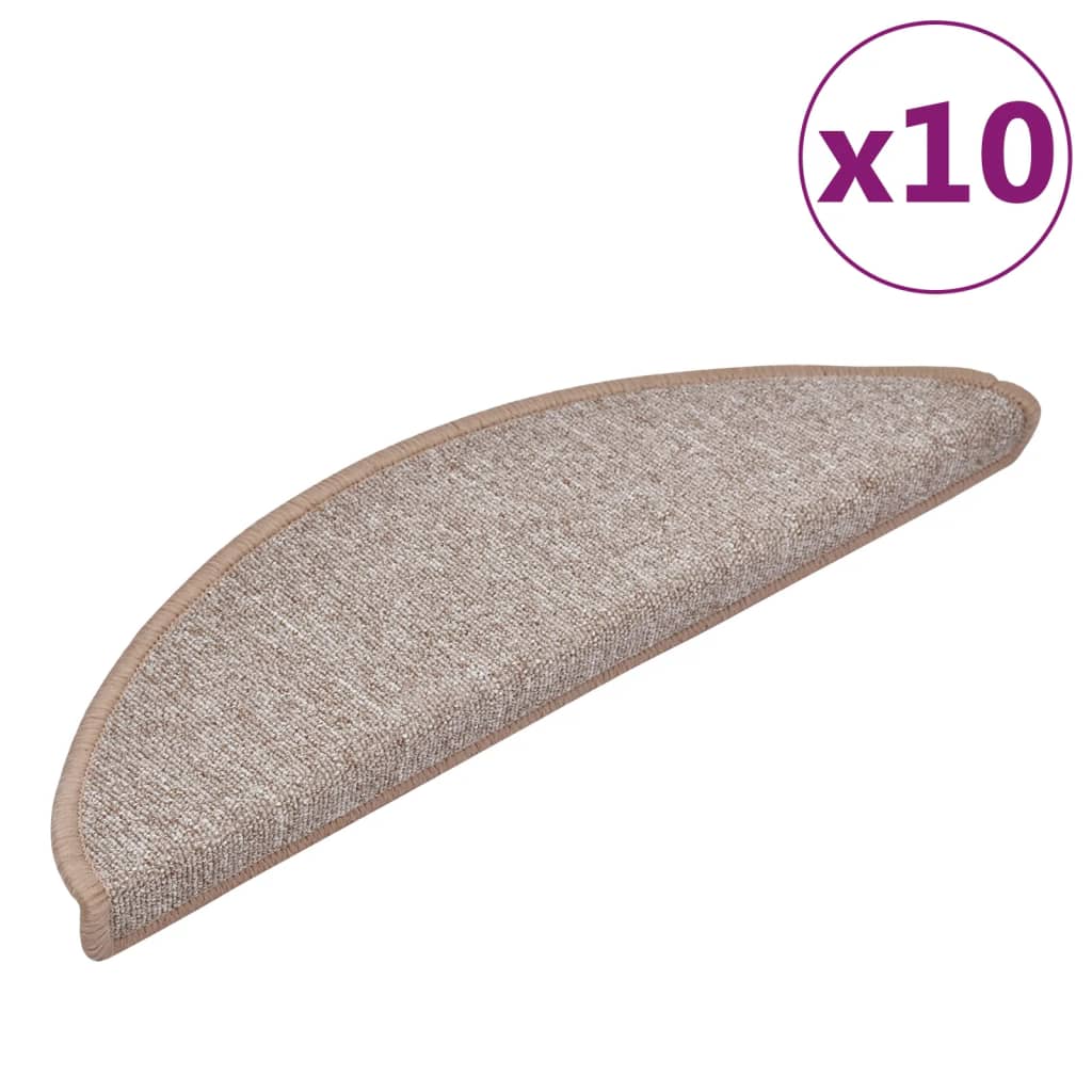 Stair Mats 10 pcs 56x17x3 cm Light Brown Half Round