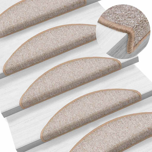 Stair mats 10 pcs 56 x 17 x 3 cm Non-Slip Light Brown