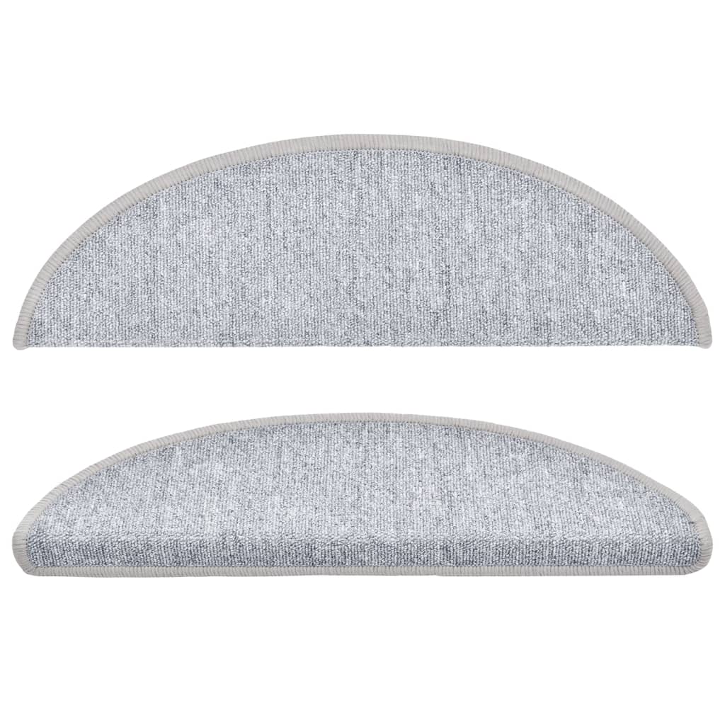 Stair Mats 10 pcs 56x17x3 cm Light Grey Half Round