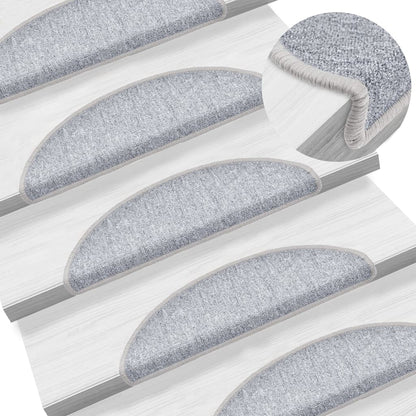 Stair Mats 10 pcs 56x17x3 cm Light Grey Half Round
