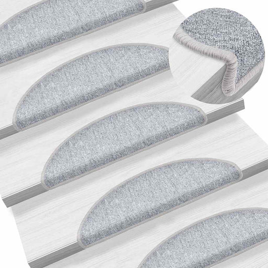 Stair mats 10 pcs 56 x 17 x 3 cm Non-Slip Light Grey