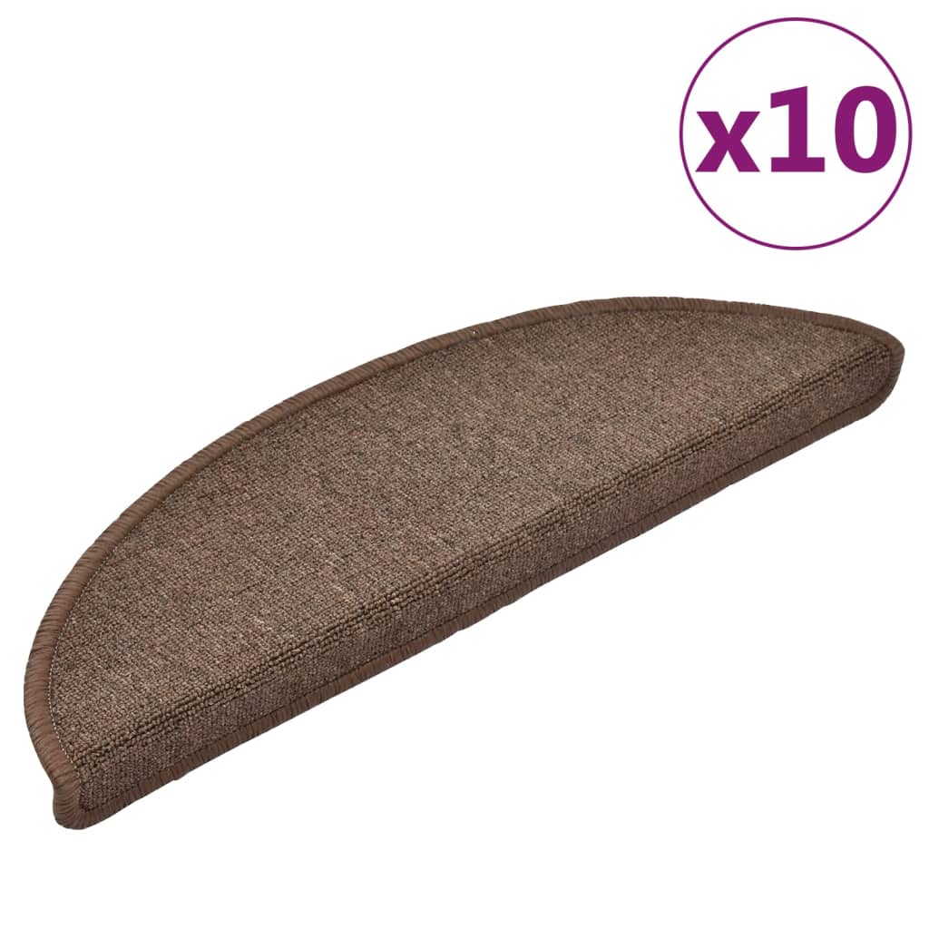 Stair Mats 10 pcs 56x17x3 cm Coffee Brown Half Round