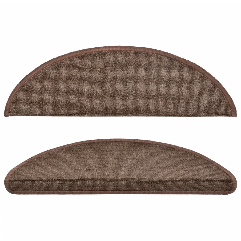 Stair Mats 10 pcs 56x17x3 cm Coffee Brown Half Round