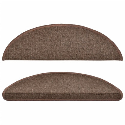 Stair Mats 10 pcs 56x17x3 cm Coffee Brown Half Round