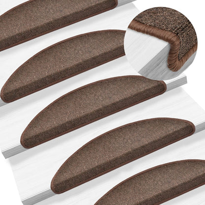 Stair Mats 10 pcs 56x17x3 cm Coffee Brown Half Round