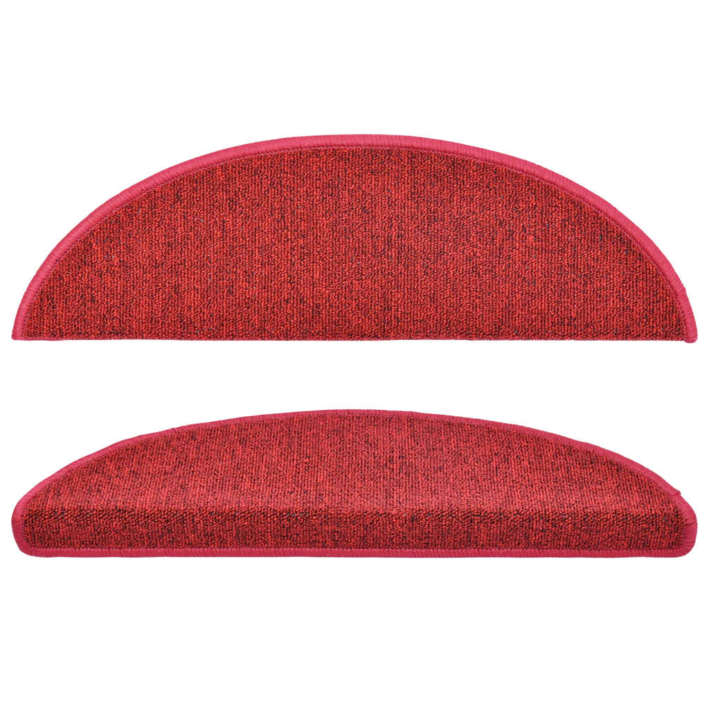 Stair Mats 10 pcs 56x17x3 cm Red Half Round