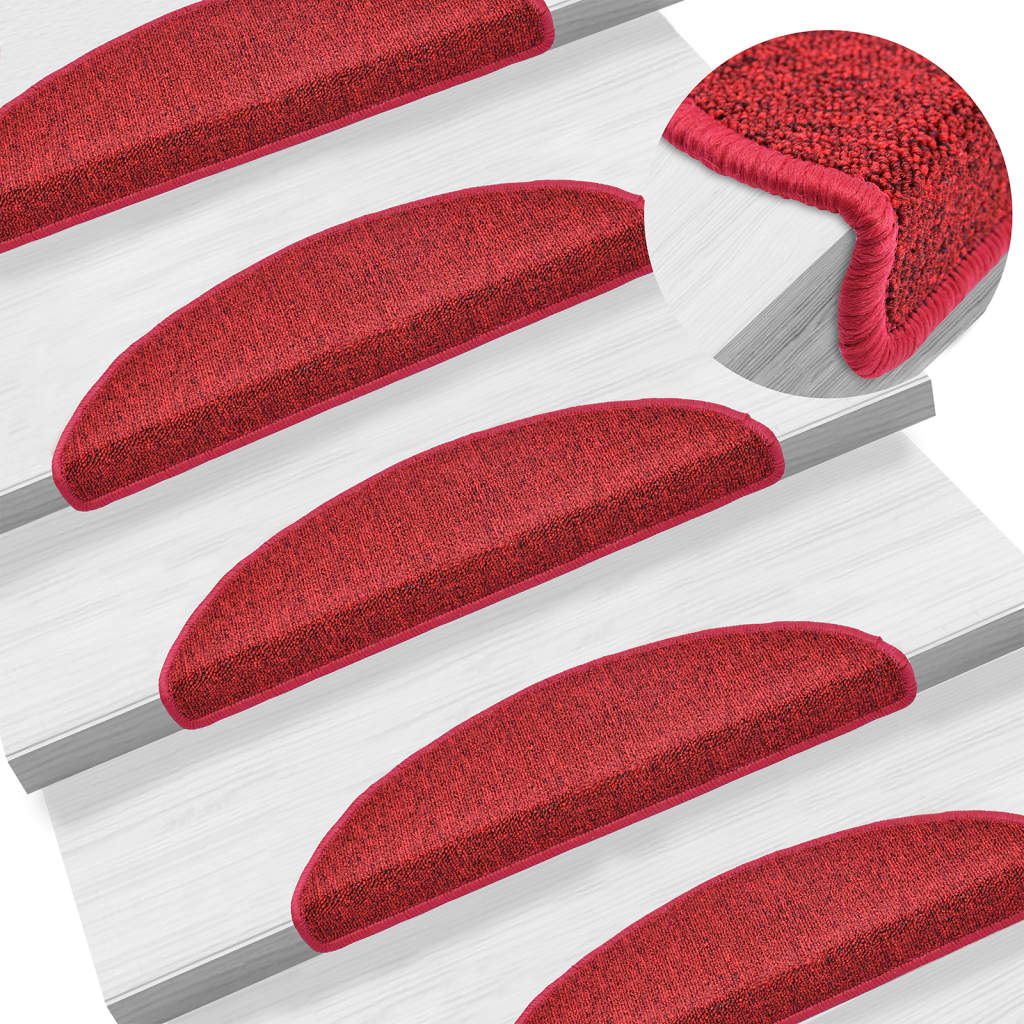 Stair Mats 10 pcs 56x17x3 cm Red Half Round