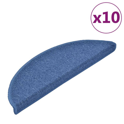Stair Mats 10 pcs 56x17x3 cm Blue Half Round
