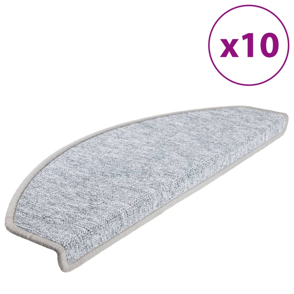 Stair Mats 10 pcs 65x24x4 cm Light Grey Half Round Large