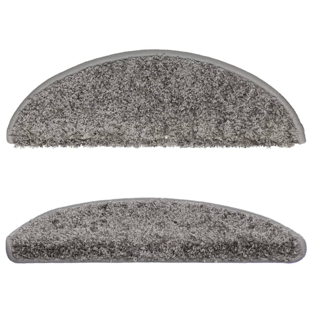 Stair Mats 10 pcs 56x17x3 cm Grey Half Round