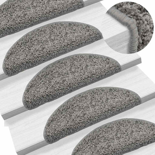Stair Mats 10 pcs 56x17x3 cm Grey Half Round