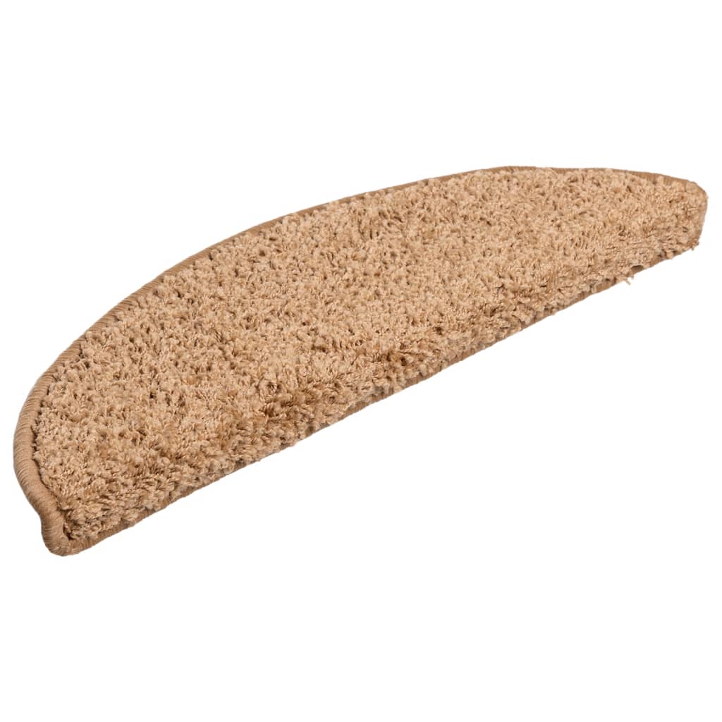 Stair Mats 10 pcs 56x17x3 cm Beige Half Round