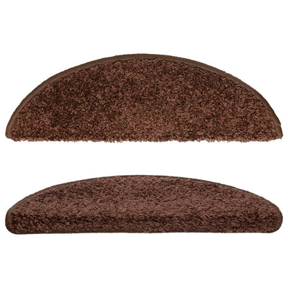 Stair Mats 10 pcs 56x17x3 cm Brown Half Round