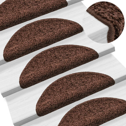 Stair Mats 10 pcs 56x17x3 cm Brown Half Round