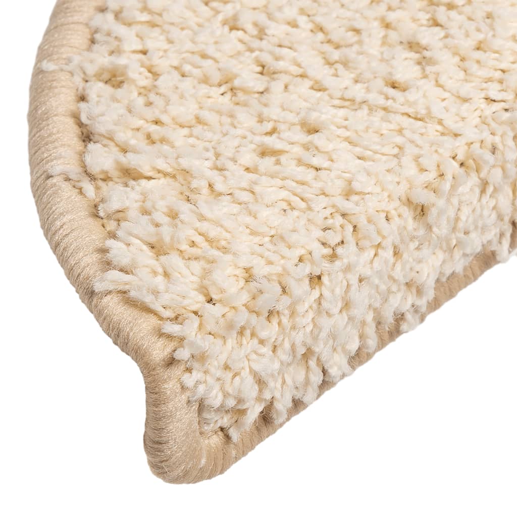 Stair Mats 10 pcs 56x17x3 cm Cream Half Round