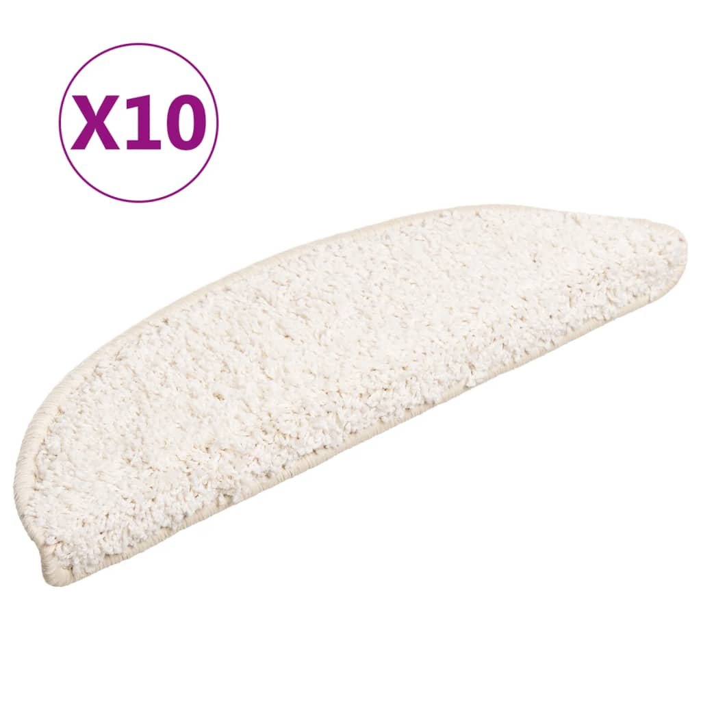 Stair Mats 10 pcs 56x17x3 cm White Half Round