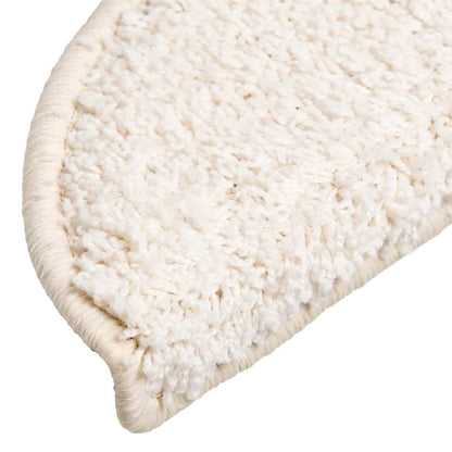 Stair Mats 10 pcs 56x17x3 cm White Half Round