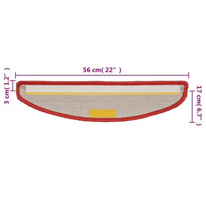 Stair Mats 10 pcs 56x17x3 cm Red Half Round