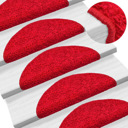 Stair Mats 10 pcs 56x17x3 cm Red Half Round