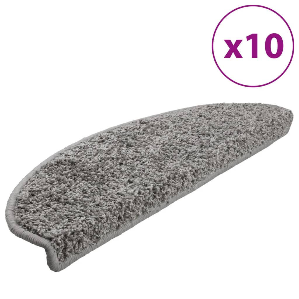 Stair Mats 10 pcs 65x21x4 cm Grey Half Round Large