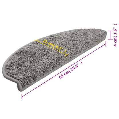 Stair Mats 10 pcs 65x21x4 cm Grey Half Round Large