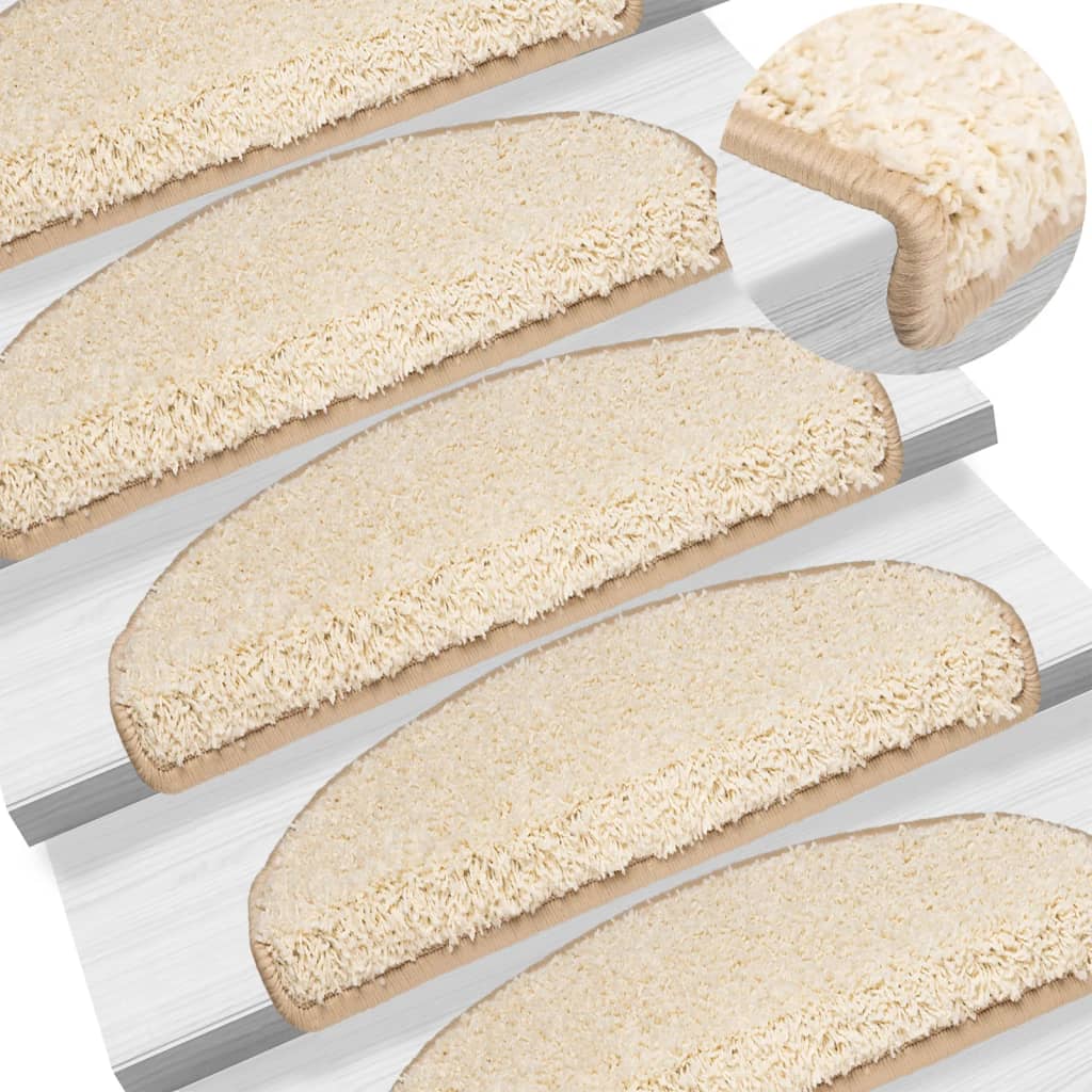Stair Mats 10 pcs 65x21x4 cm Cream Half Round Large