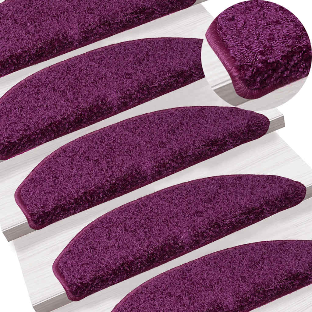 Stair Mats 10 pcs 65x21x4 cm Violet Half Round Large