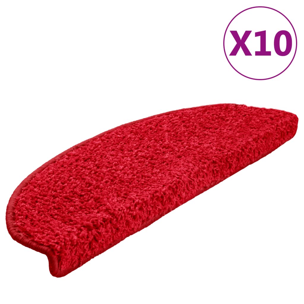 Stair Mats 10 pcs 65x21x4 cm Red Half Round Large