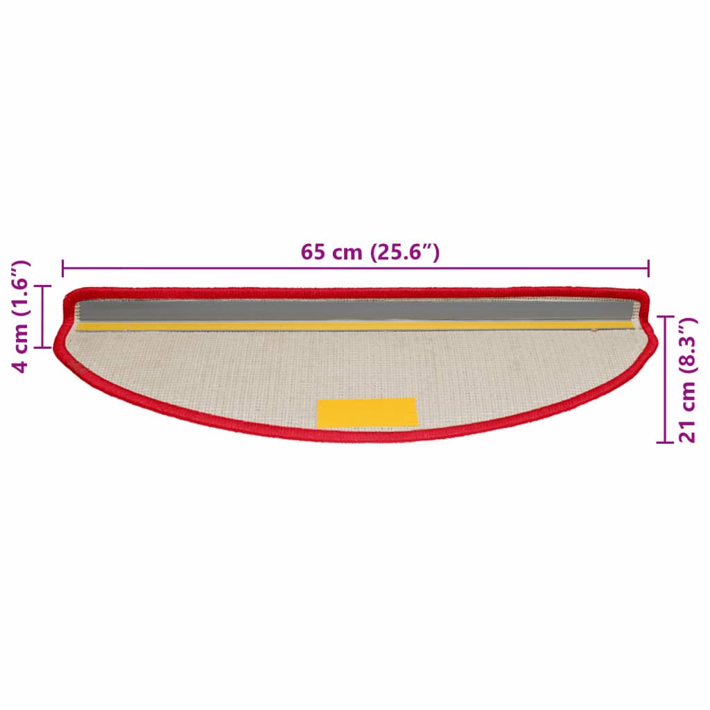 Stair Mats 10 pcs 65x21x4 cm Red Half Round Large